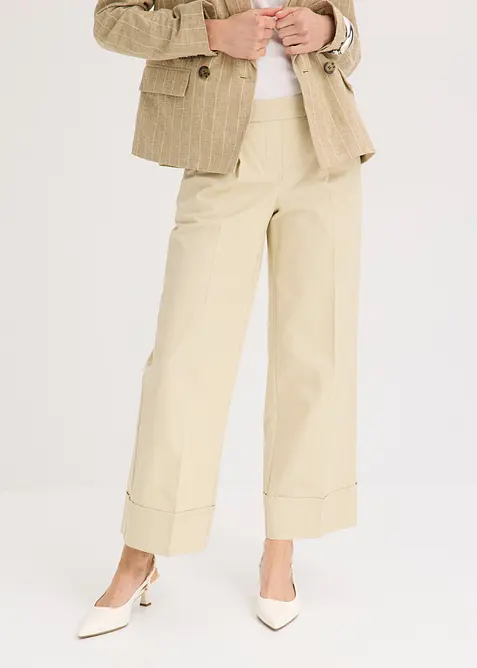 Pantaloni con pinces in cotone elasticizzato, bonprix