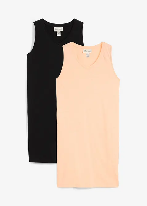 Top lungo in puro cotone biologico (pacco da 2), bonprix