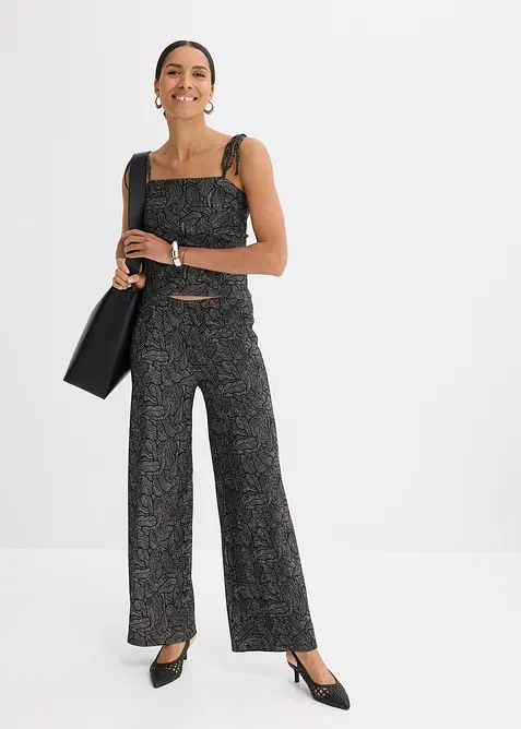 Pantaloni in jersey cr&ecirc;pe strutturato, bonprix