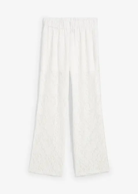 Pantaloni con elastico in vita e pizzo, bonprix