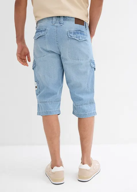 Bermuda cargo lunghi in denim elasticizzato leggero, relaxed fit, bonprix
