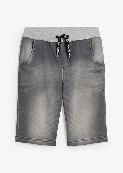 Bermuda di jeans in felpa con elastico in vita, regular fit, bonprix