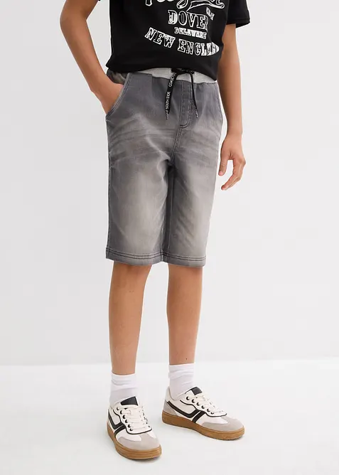 Bermuda di jeans in felpa con elastico in vita, regular fit, bonprix