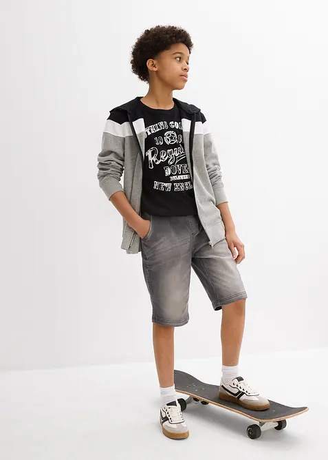 Bermuda di jeans in felpa con elastico in vita, regular fit, bonprix