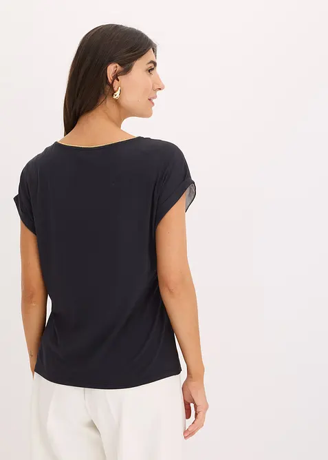 Maglia con inserto in satin, bonprix