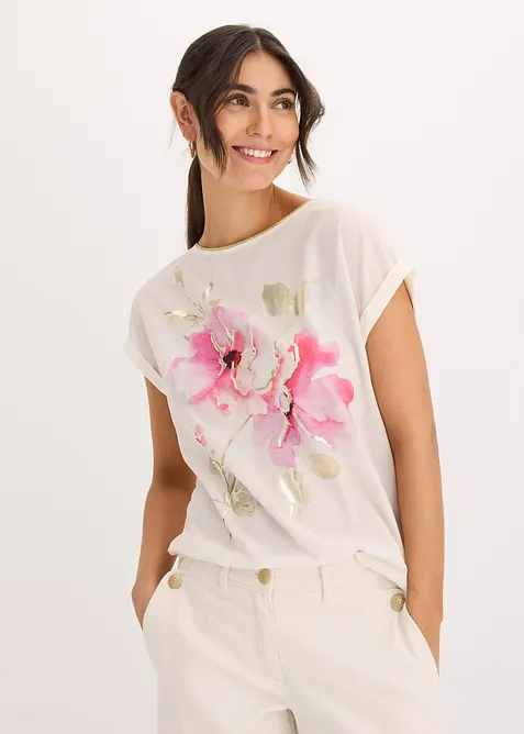 Maglia con inserto in satin, bonprix