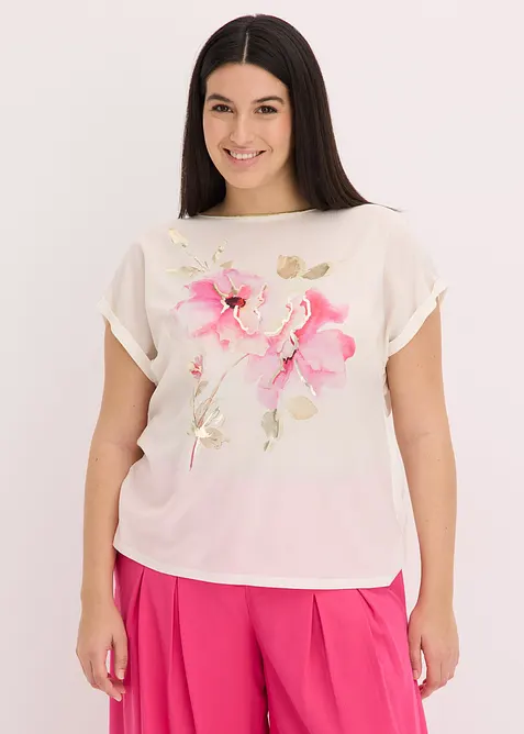 Maglia con inserto in satin, bonprix