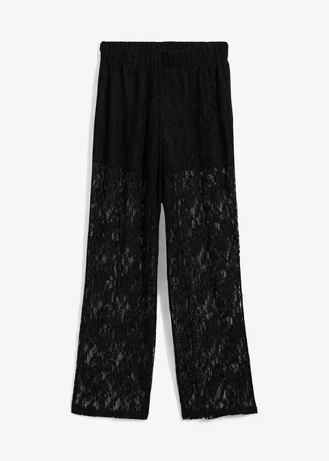 Pantaloni con elastico in vita e pizzo, bonprix