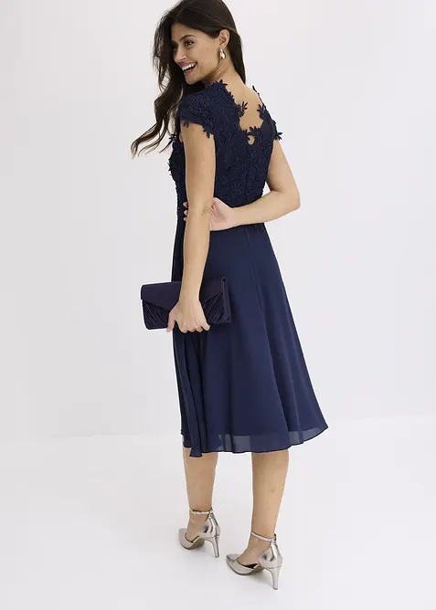 Abito midi in delicato tulle con pizzo, bonprix