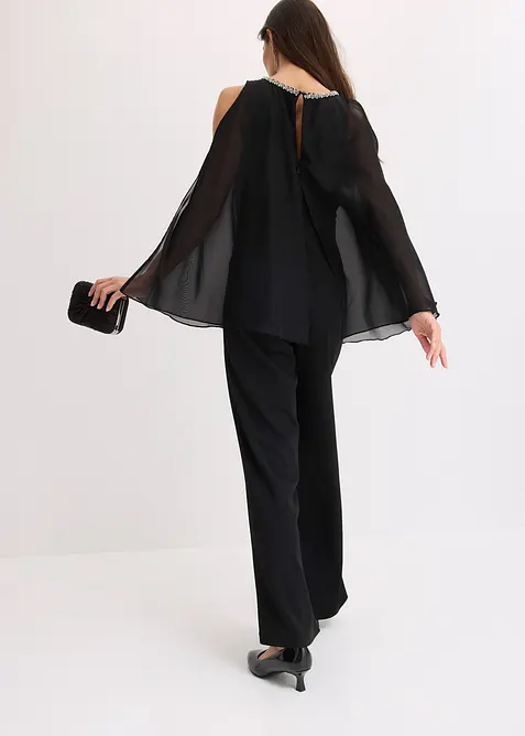 Tuta elegante con mantella e decorazione in strass, bonprix