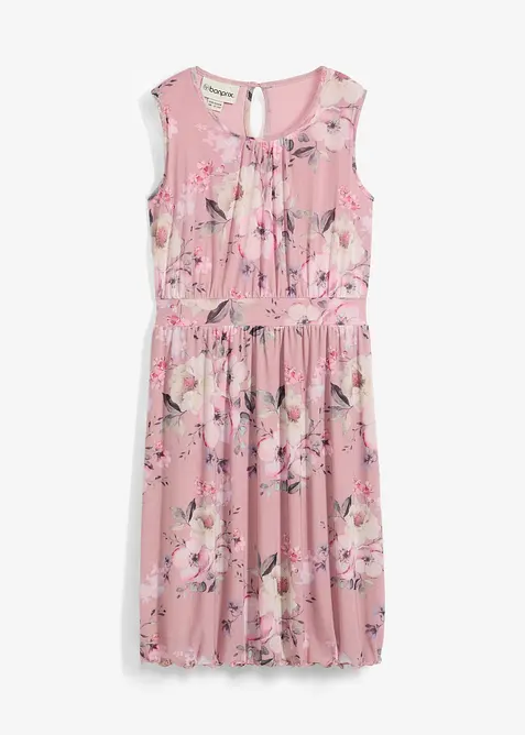 Abito in mesh vaporoso con stampa allover, bonprix