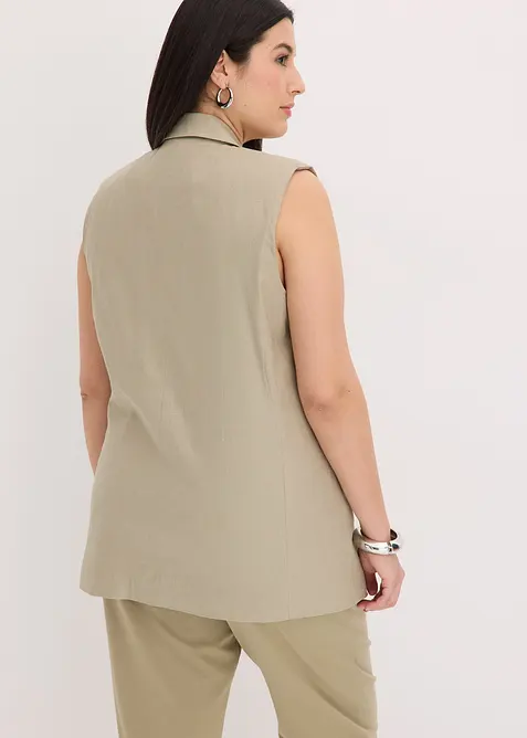 Blazer senza maniche in misto lino, bonprix