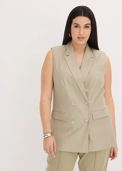Blazer senza maniche in misto lino, bonprix
