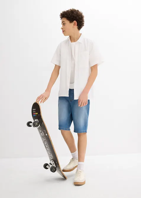 Bermuda in jeans elasticizzato, regular fit (pacco da 2), bonprix