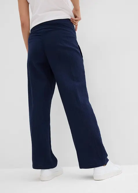 Pantaloni prémaman in mussola di puro cotone, loose fit, bonprix