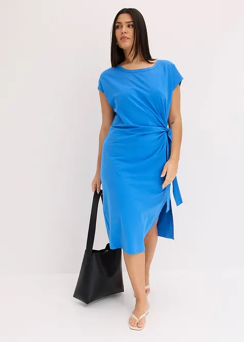 Abito di jersey in misto cotone elasticizzato con nodo al lato, bonprix