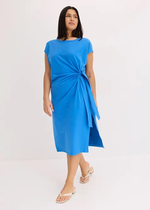 Abito di jersey in misto cotone elasticizzato con nodo al lato, bonprix