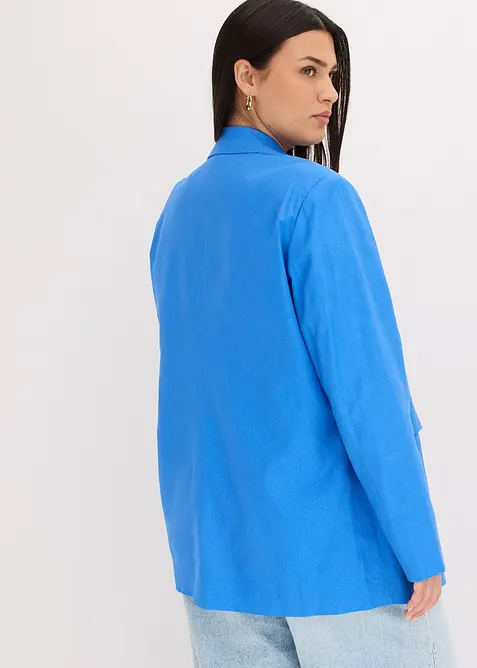 Blazer casual in misto lino con collo ampio a revers, bonprix