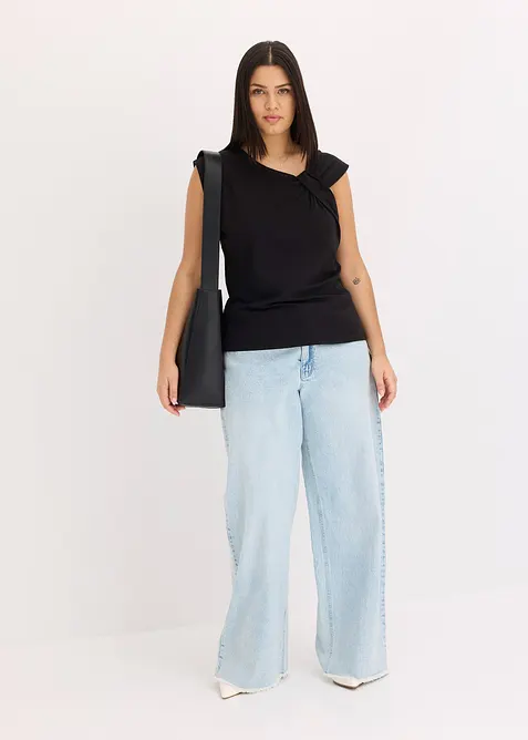 Maglia con dettaglio attorcigliato in misto cotone elasticizzato, bonprix