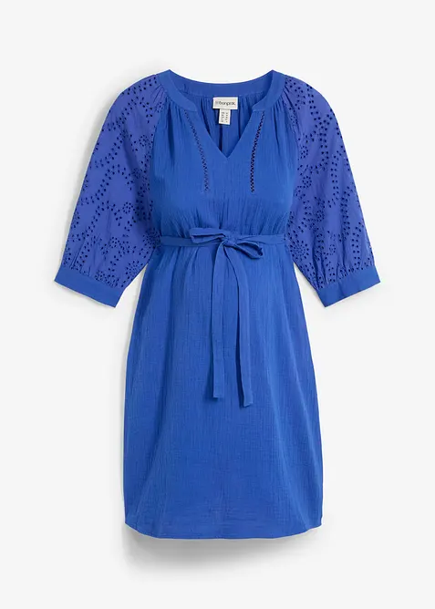 Abito prémaman in mussola con ricami traforati, bonprix