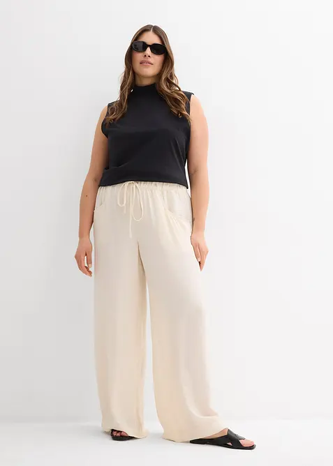 Pantaloni larghi in cr&ecirc;pe leggero, bonprix