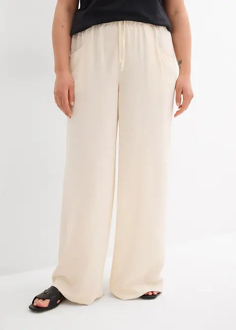 Pantaloni larghi in cr&ecirc;pe leggero, bonprix