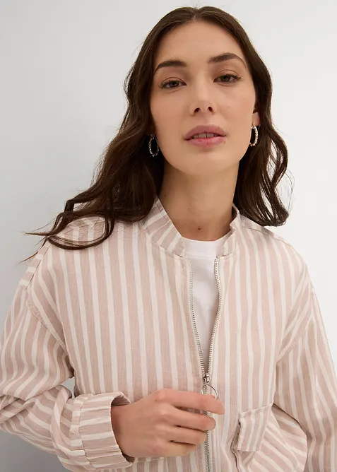 Giubbotto bomber effetto lino, bonprix