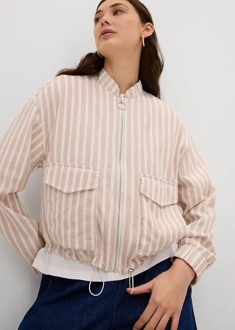 Giubbotto bomber effetto lino, bonprix