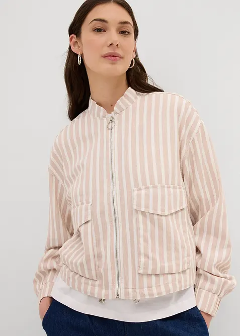 Giubbotto bomber effetto lino, bonprix