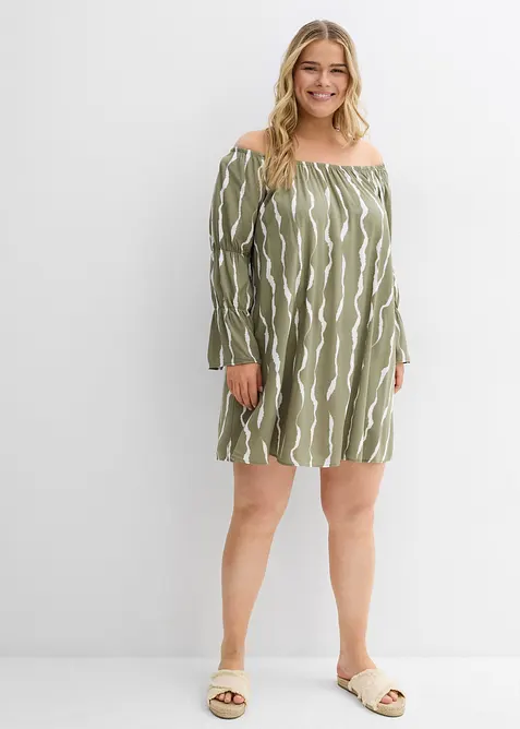 Abito con spalle scoperte in viscosa fluente, bonprix