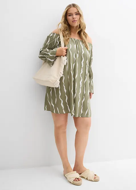 Abito con spalle scoperte in viscosa fluente, bonprix