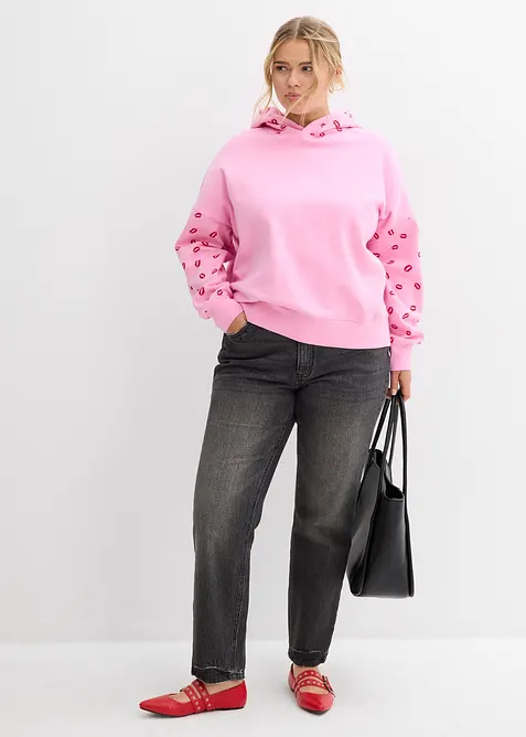 Felpa con cappuccio oversize in puro cotone biologico, bonprix