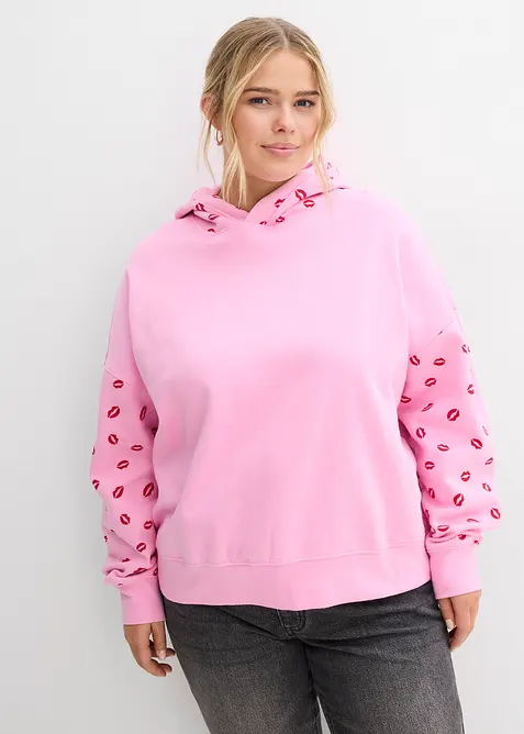 Felpa con cappuccio oversize in puro cotone biologico, bonprix