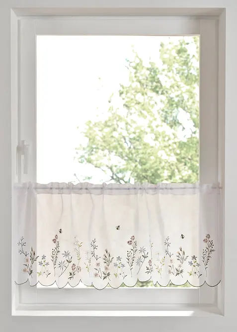 Tenda a vetro con ricamo floreale, bonprix