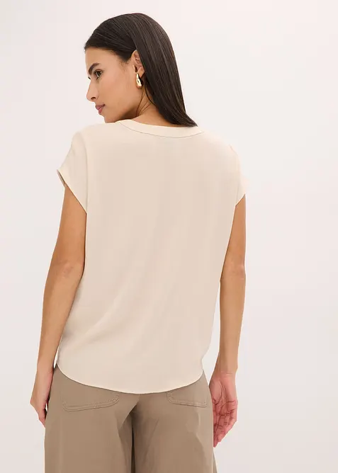 Blusa in satin a maniche corte, taglio morbido a spalle scese, bonprix