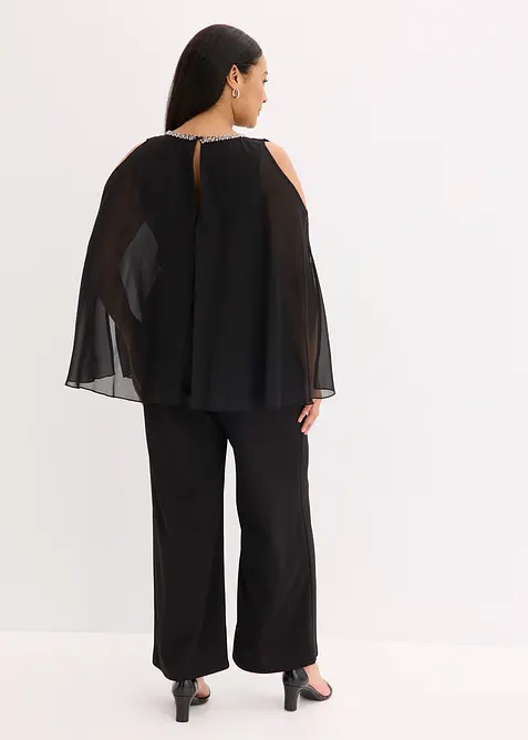 Tuta elegante con mantella e decorazione in strass, bonprix