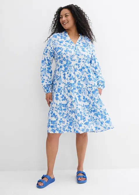 Abito con colletto a serafino in viscosa fluente, bonprix