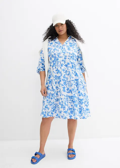 Abito con colletto a serafino in viscosa fluente, bonprix