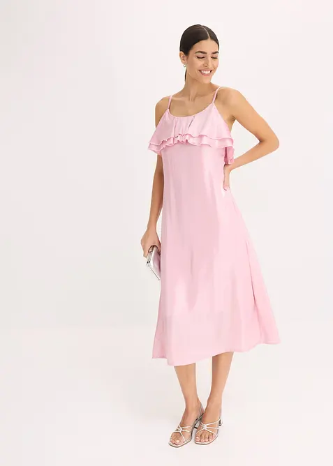 Abito con spalline sottili e volant, bonprix