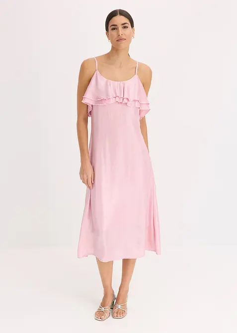 Abito con spalline sottili e volant, bonprix