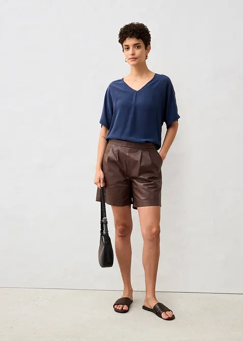 Maglia in misto seta e inserto in tessuto a trama, bonprix