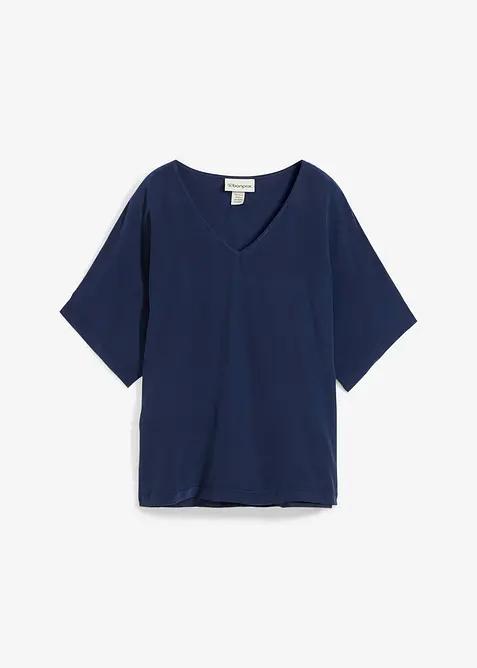 Maglia in misto seta e inserto in tessuto a trama, bonprix