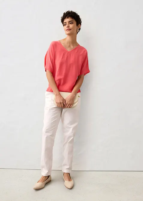 Maglia in misto seta e inserto in tessuto a trama, bonprix