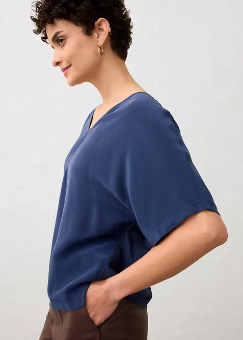 Maglia in misto seta e inserto in tessuto a trama, bonprix