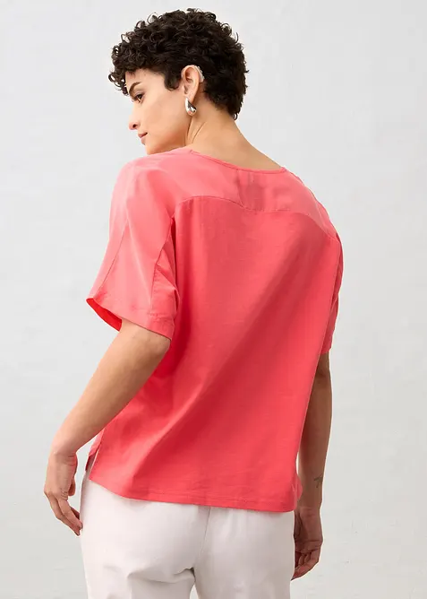 Maglia in misto seta e inserto in tessuto a trama, bonprix