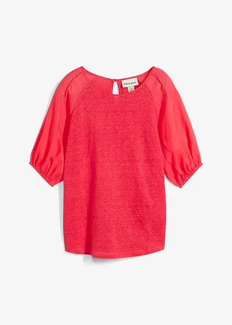 Maglia in lino con maniche a palloncino in ramiè, bonprix