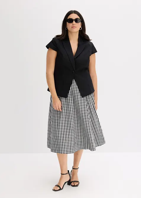 Blazer a maniche corte in satin di cotone, bonprix