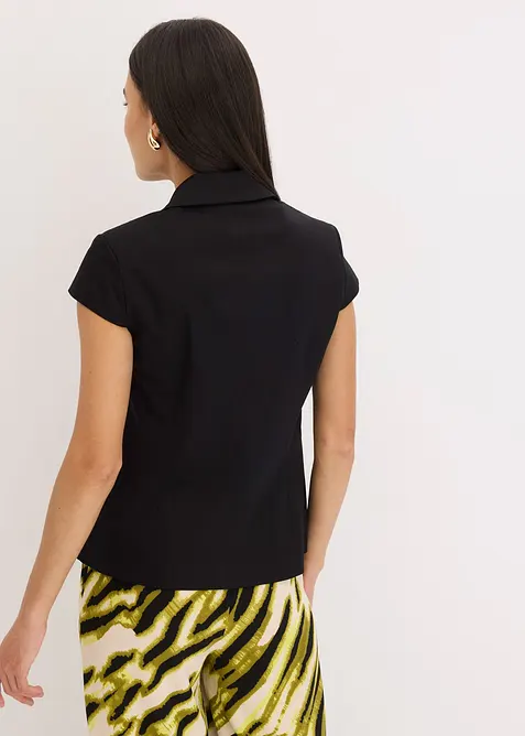 Blazer a maniche corte in satin di cotone, bonprix