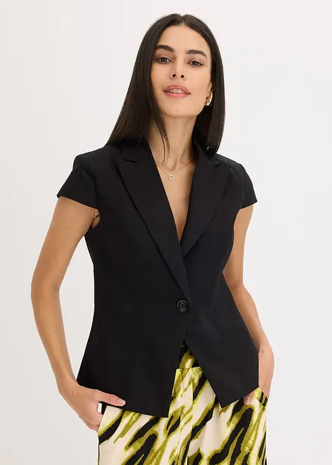 Blazer a maniche corte in satin di cotone, bonprix