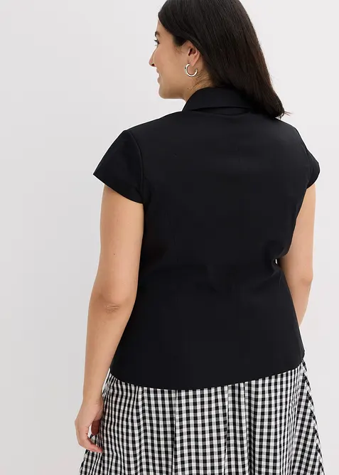 Blazer a maniche corte in satin di cotone, bonprix